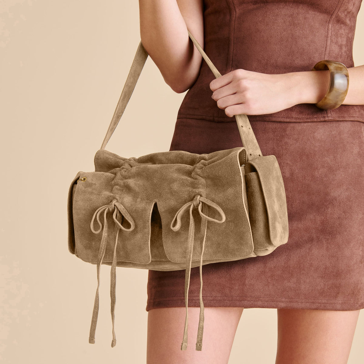 Hudson Olive Suede Shoulder Bag | Dolce Vita Featured