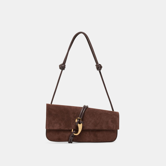 Alice Chocolate Suede Shoulder Bag | Dolce Vita Classic