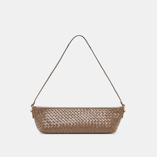 Savaii Brown Woven Leather Shoulder Bag | Dolce Vita New