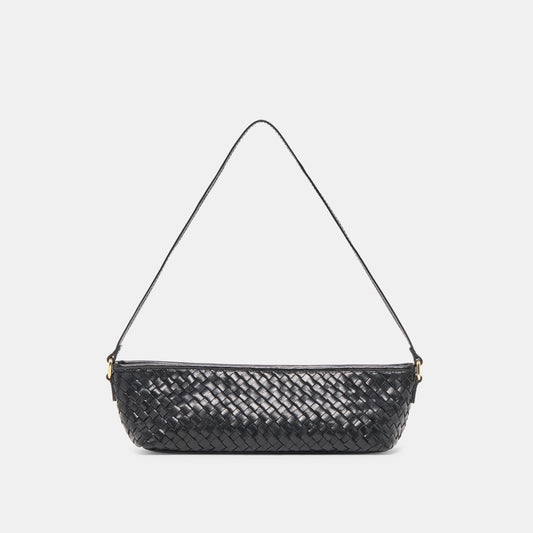 Savaii Black Woven Leather Shoulder Bag | Dolce Vita Deals