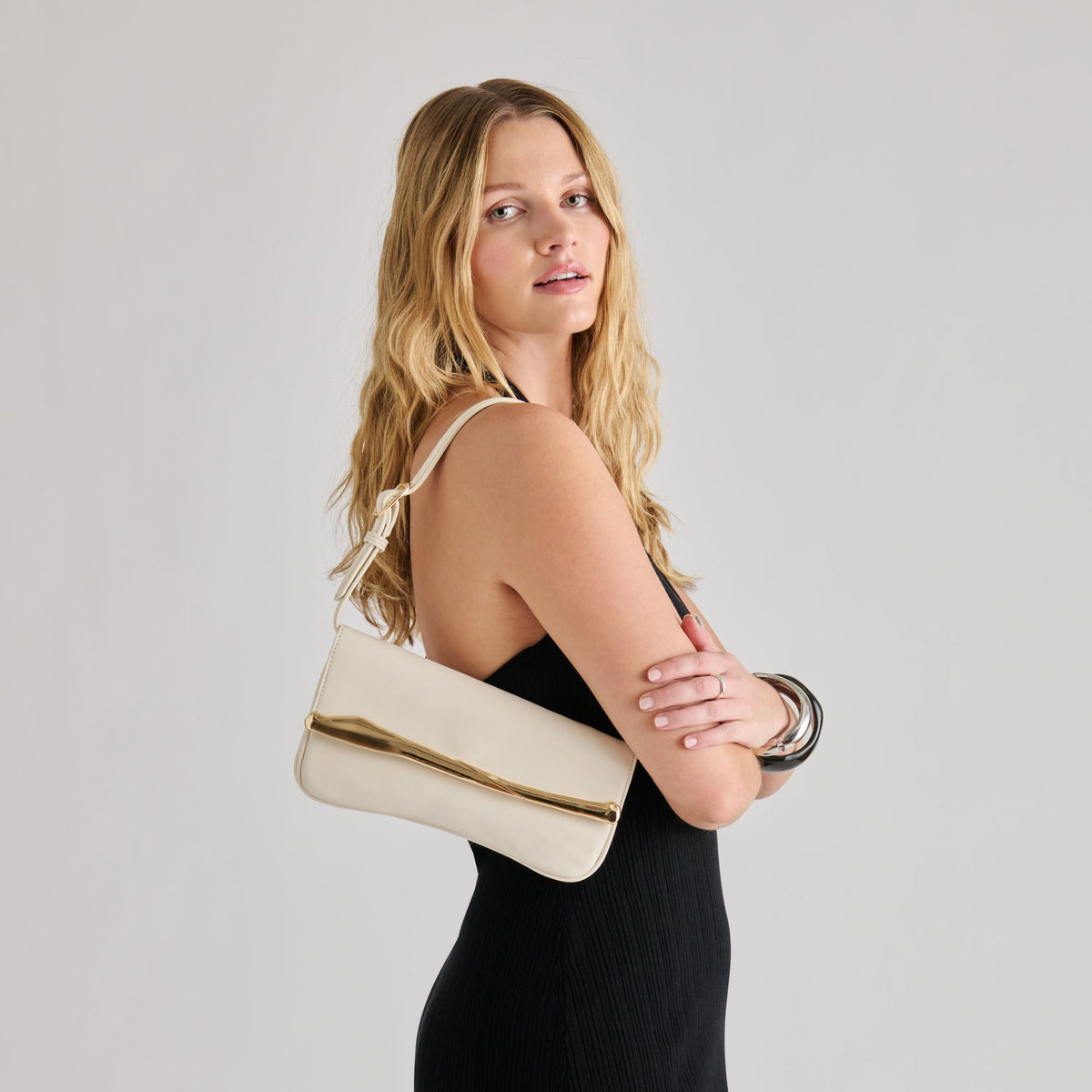 Azura White Leather Shoulder Bag | Dolce Vita Deals