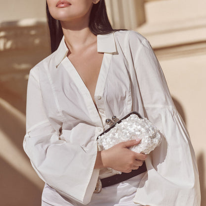 Kendall White Sequin Clutch | Dolce Vita Great Value