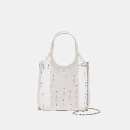 SYLVENE PEARL White Mesh Removable Crossbody Handbag | Dolce Vita Value