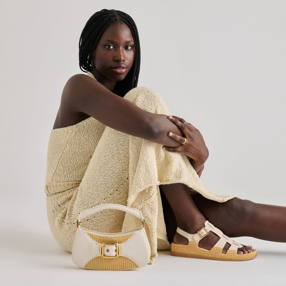 Nuala Raffia White Stella Handbag | Dolce Vita Trending