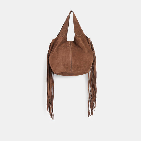 Nakoma Chocolate Suede Shoulder Bag | Dolce Vita Best Seller