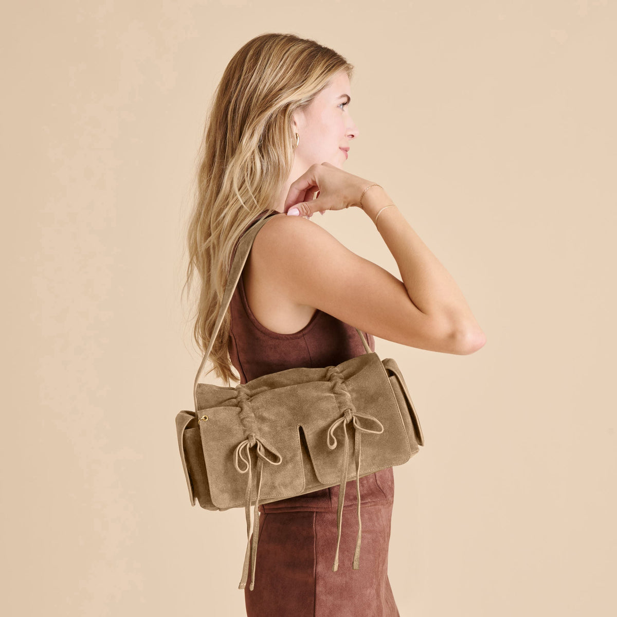 Hudson Olive Suede Shoulder Bag | Dolce Vita Deals