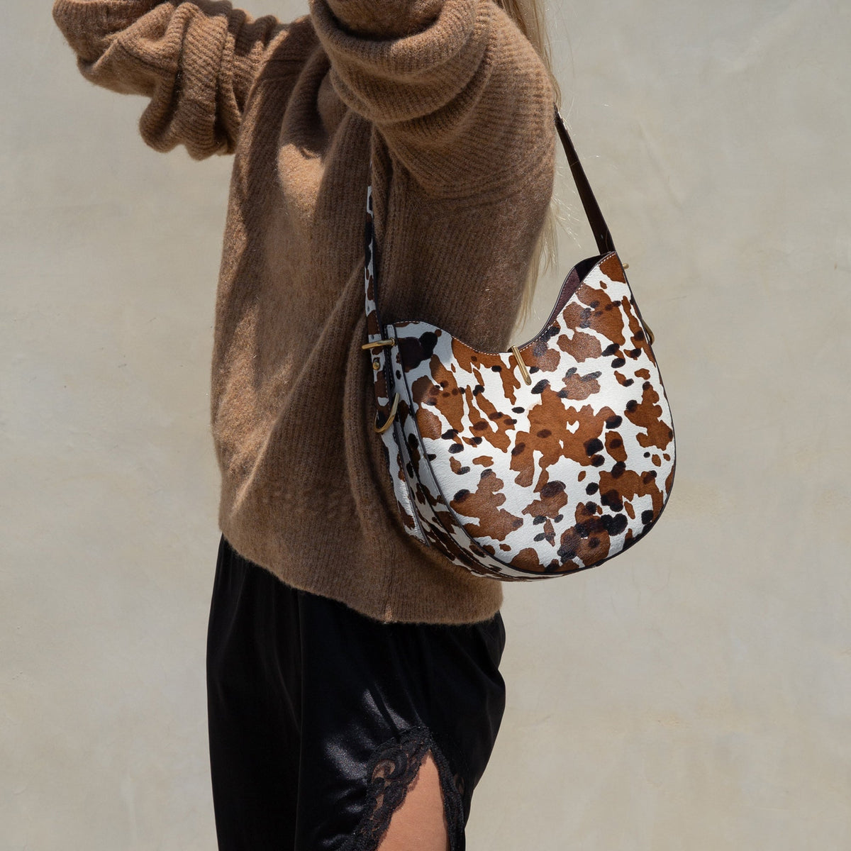Bree Cocoa Calf Hair Shoulder Bag | Dolce Vita Premium