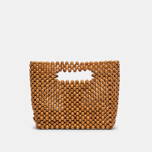 LINZY Natural Wood Top-Handle Handbag with Crossbody Strap | Dolce Vita Signature
