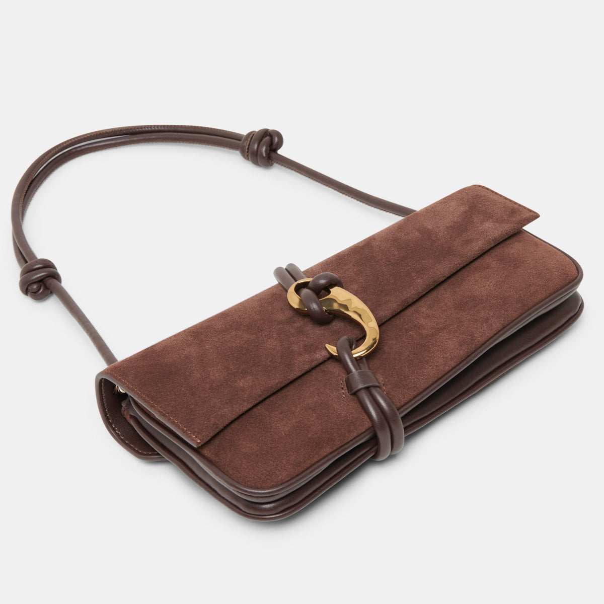 Alice Chocolate Suede Shoulder Bag | Dolce Vita Popular