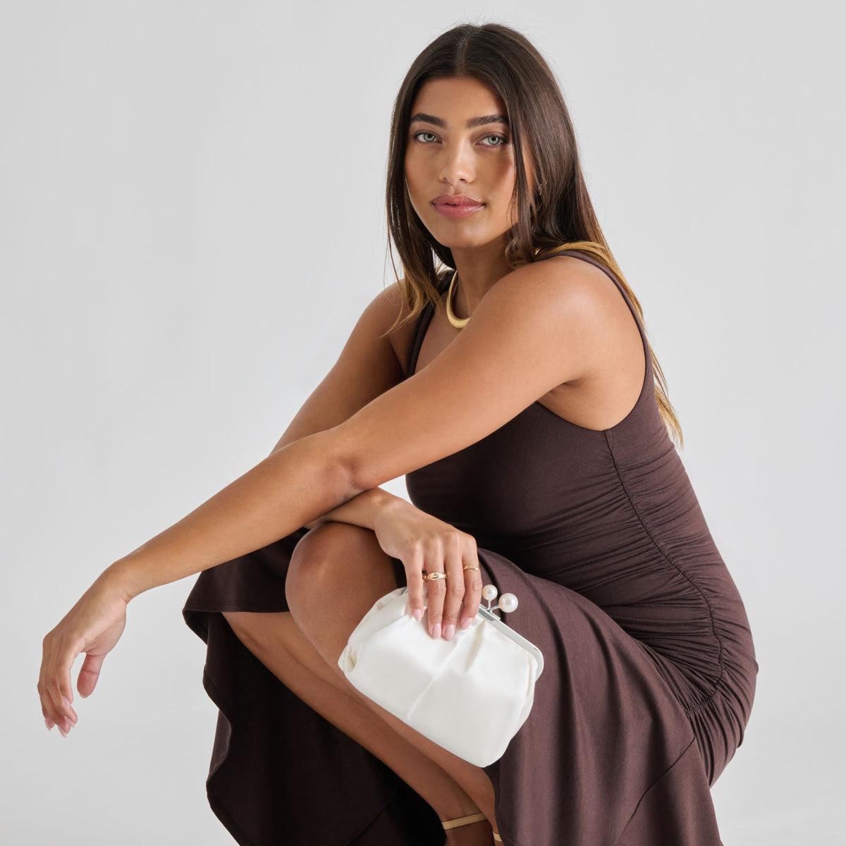Kendall White Satin Clutch | Dolce Vita Deals