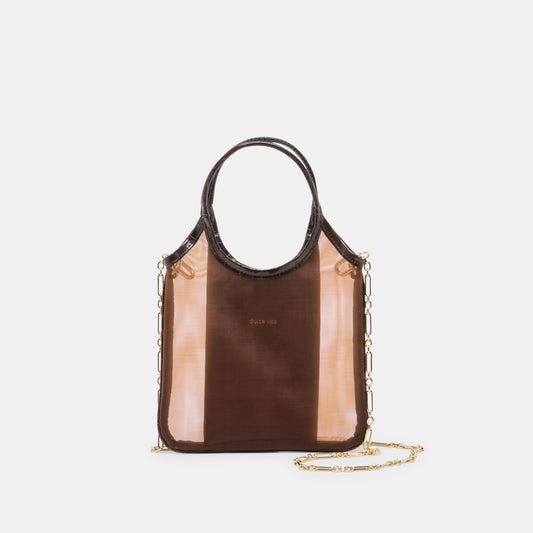 SYLVENE Chocolate Mesh Removable Crossbody Handbag | Dolce Vita Popular