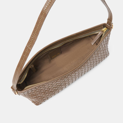 Savaii Brown Woven Leather Shoulder Bag | Dolce Vita Latest