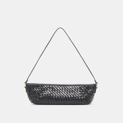 Savaii Black Woven Leather Shoulder Bag | Dolce Vita Premium