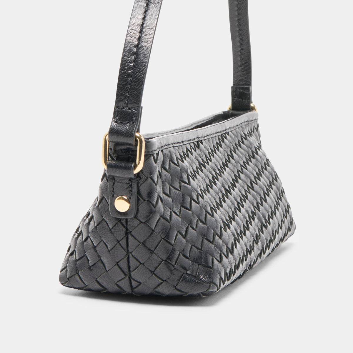 Savaii Black Woven Leather Shoulder Bag | Dolce Vita Premium