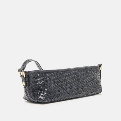 Savaii Black Woven Leather Shoulder Bag | Dolce Vita Premium