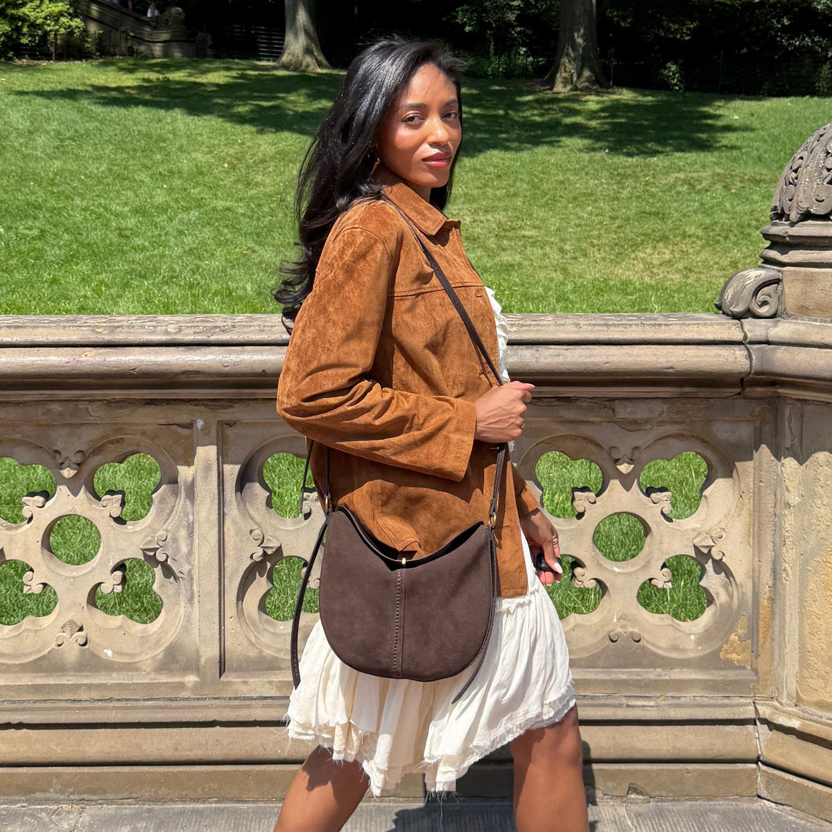 Bennett Espresso Suede Crossbody | Dolce Vita Trusted