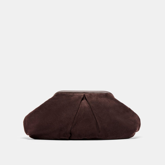 Sahara Espresso Suede Clutch | Dolce Vita Latest