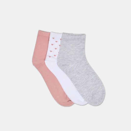 3-Pack Sweet Heart White Pink Anklet Socks | Dolce Vita Exclusive