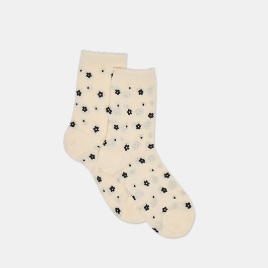 Flower Mesh White Black Anklet Socks | Dolce Vita Best Seller