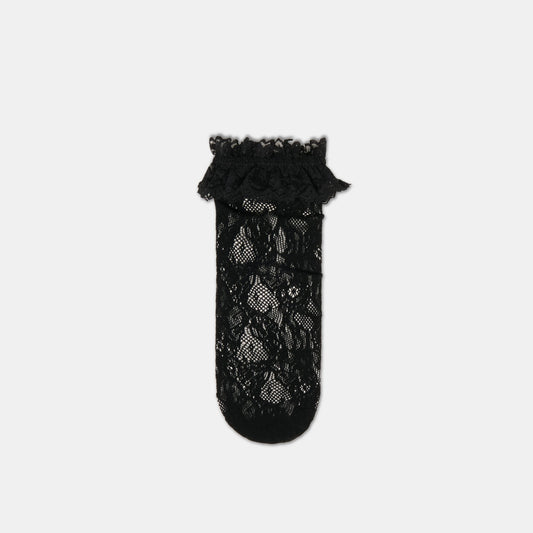 Lace Ruffle Black Crew Socks | Dolce Vita Quality