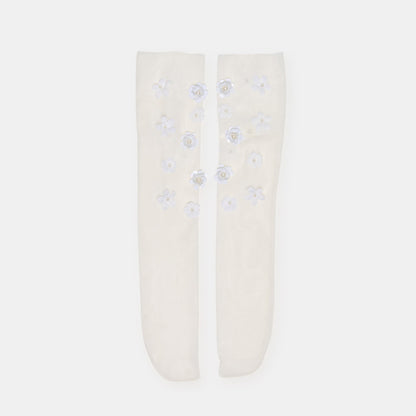 Floral Chiffon White Slouch Socks | Dolce Vita Hot Sale