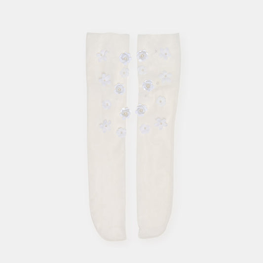 Floral Chiffon White Slouch Socks | Dolce Vita Hot Sale
