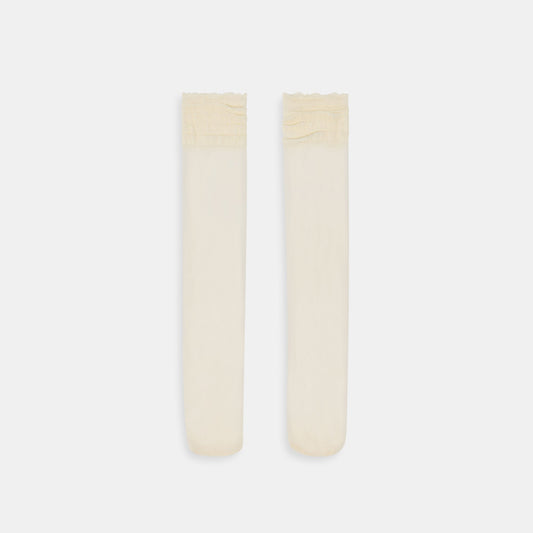 Ruffle Ivory Sheer Knee High Socks | Dolce Vita Exclusive