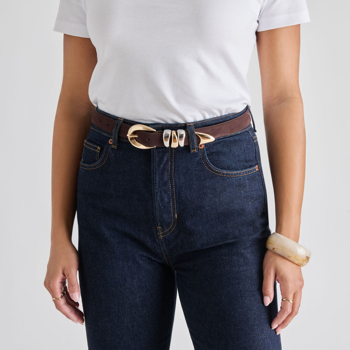 Mixed Metal Mahogany Buckle Belt | Dolce Vita Special Offer