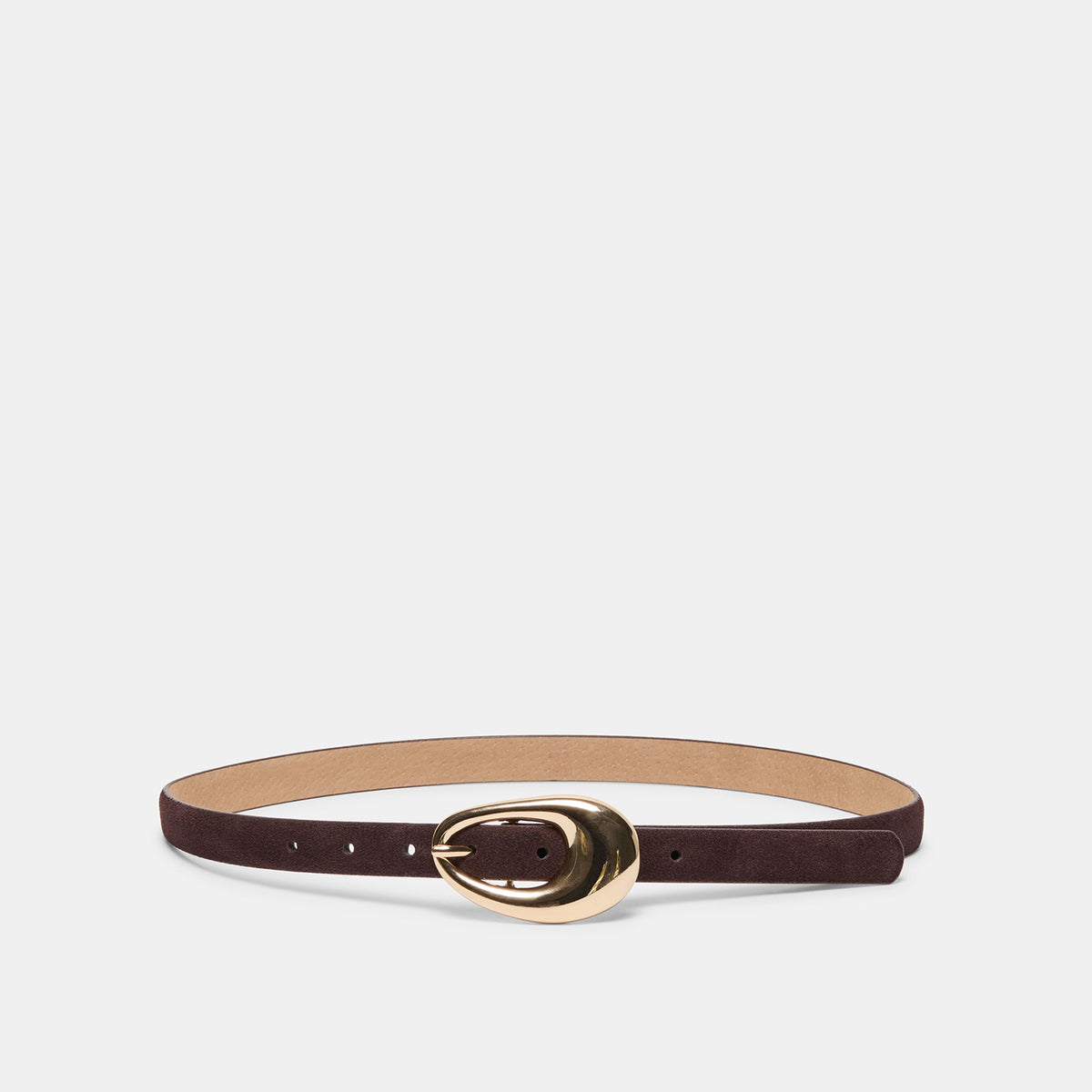 Organic Oval Mahogany Gold Buckle Belt | Dolce Vita Trusted