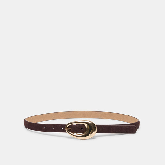Organic Oval Mahogany Gold Buckle Belt | Dolce Vita Trusted