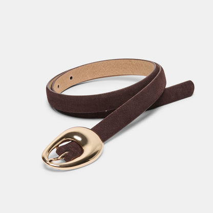 Organic Oval Mahogany Gold Buckle Belt | Dolce Vita Trusted