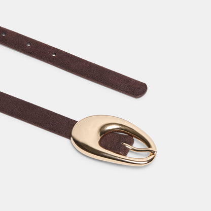 Organic Oval Mahogany Gold Buckle Belt | Dolce Vita Trusted