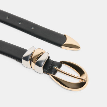 Mixed Metal Black Buckle Belt | Dolce Vita Discount