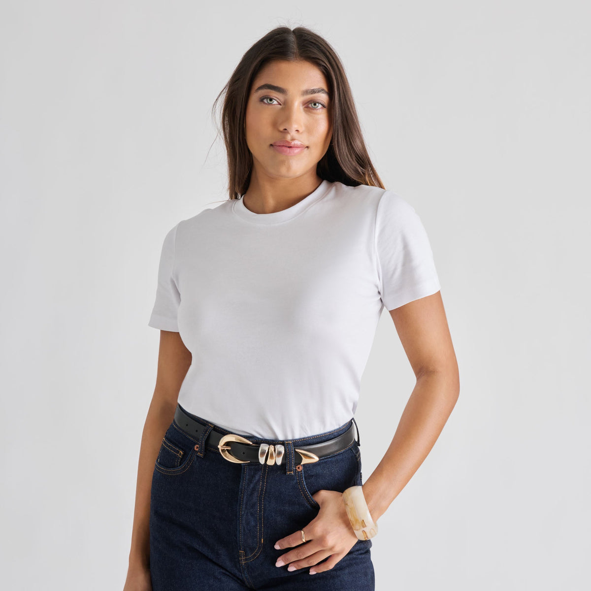 Mixed Metal Black Buckle Belt | Dolce Vita Discount