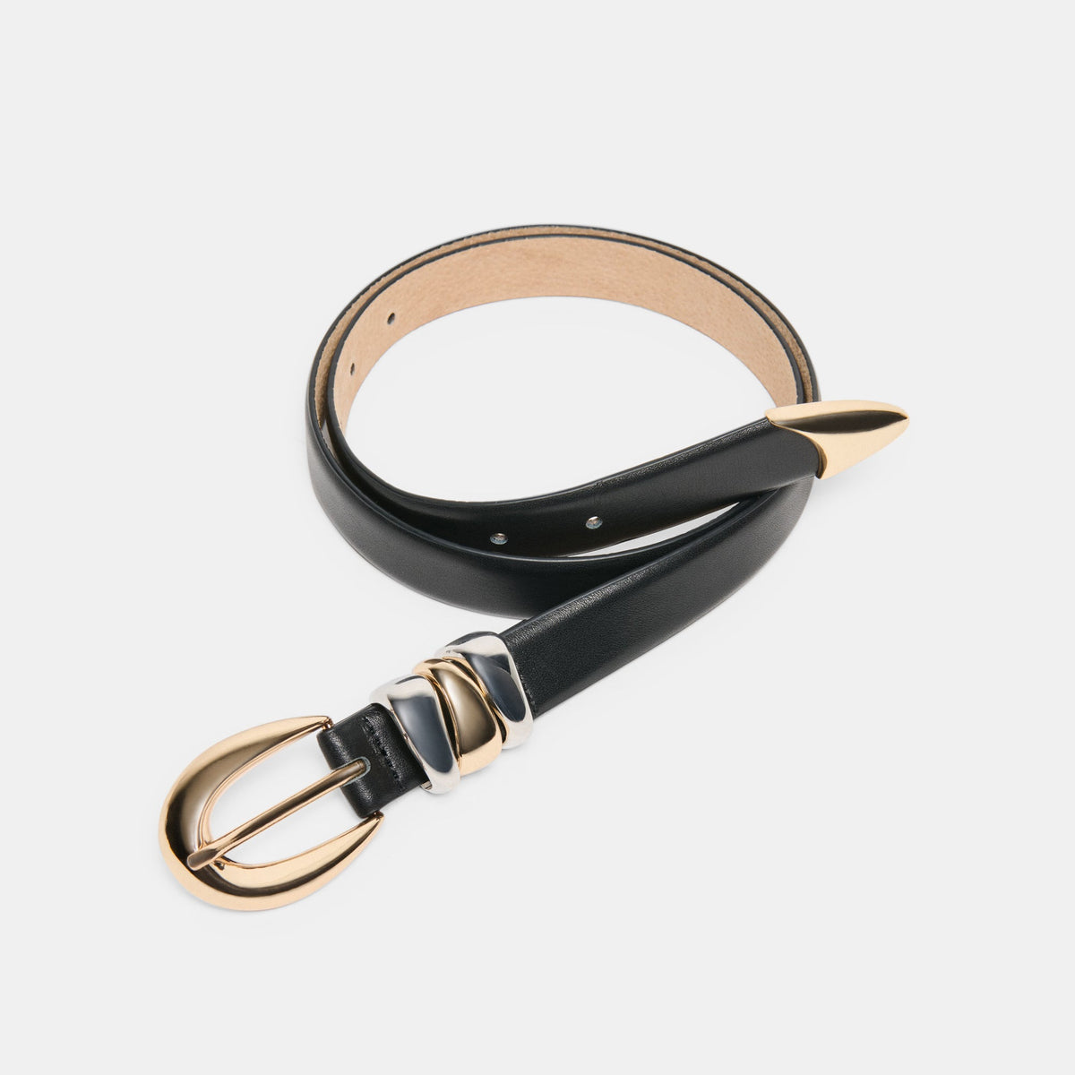Mixed Metal Black Buckle Belt | Dolce Vita Discount