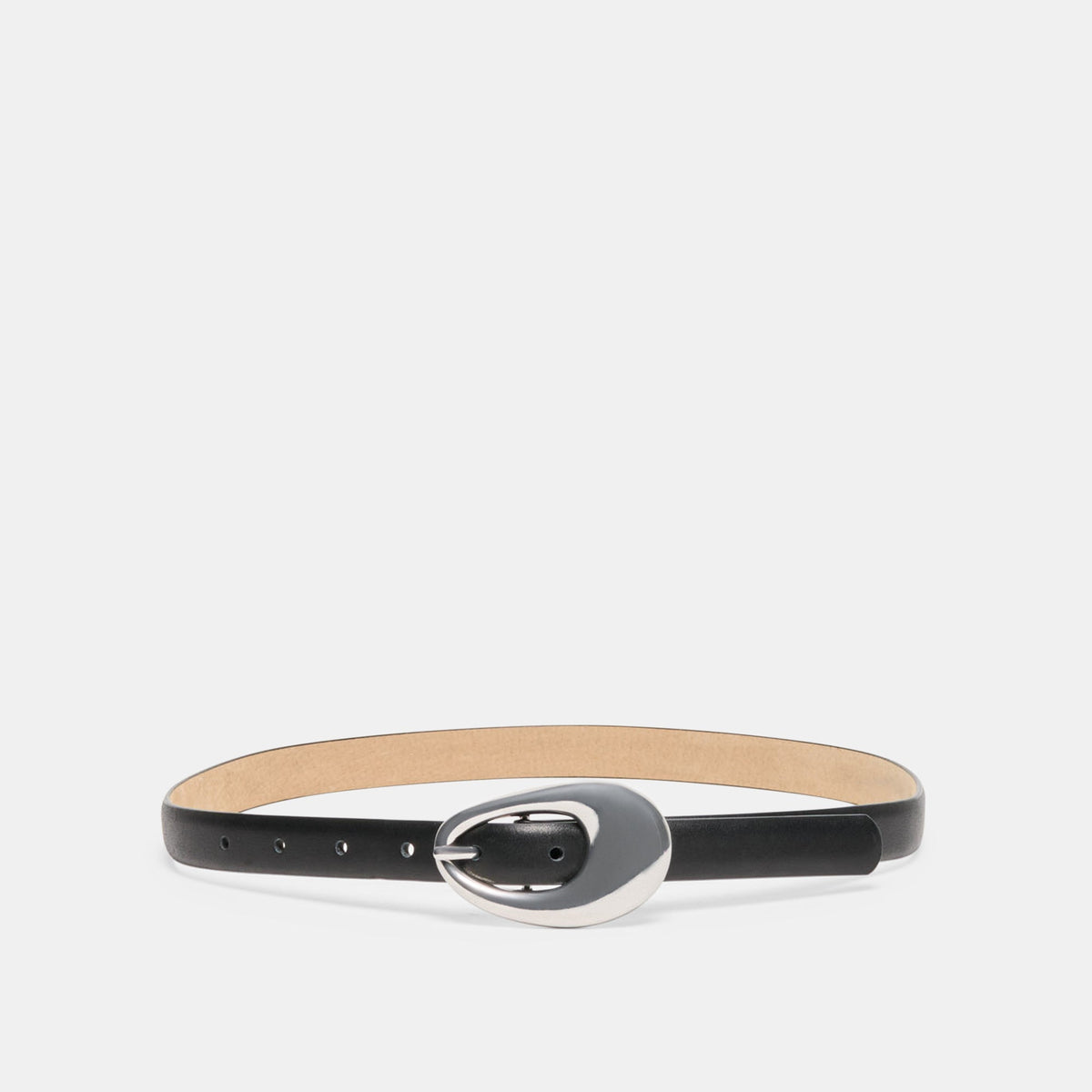 Organic Oval Black Silver Buckle Belt | Dolce Vita Quality