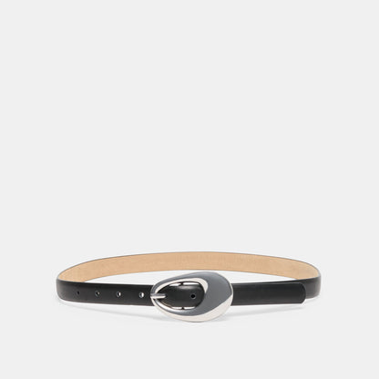 Organic Oval Black Silver Buckle Belt | Dolce Vita Quality