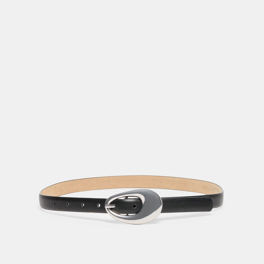 Organic Oval Black Silver Buckle Belt | Dolce Vita Quality