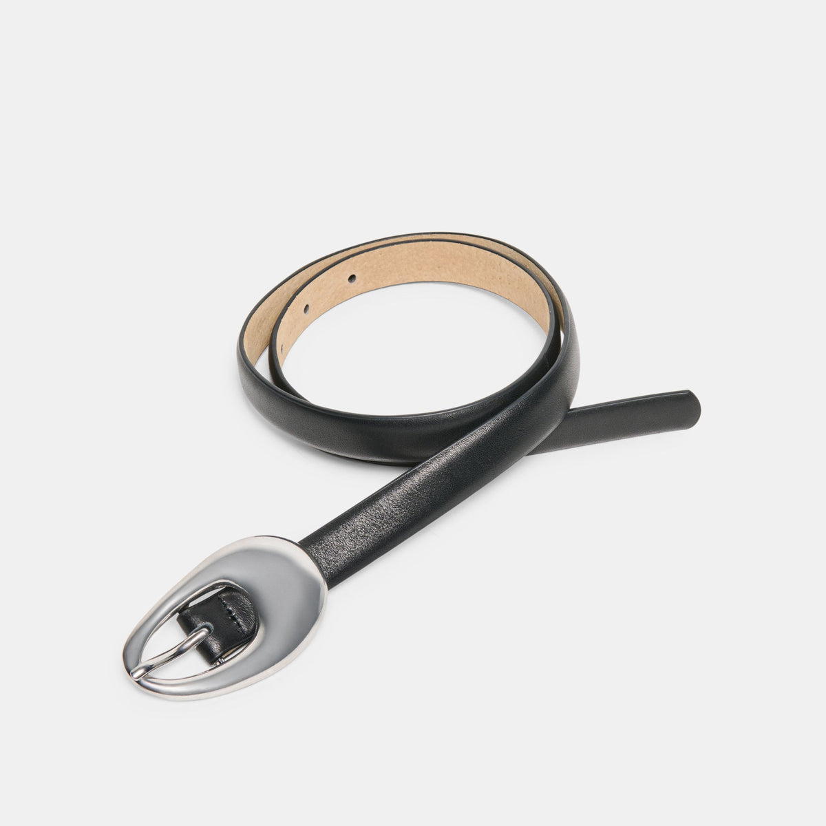 Organic Oval Black Silver Buckle Belt | Dolce Vita Quality