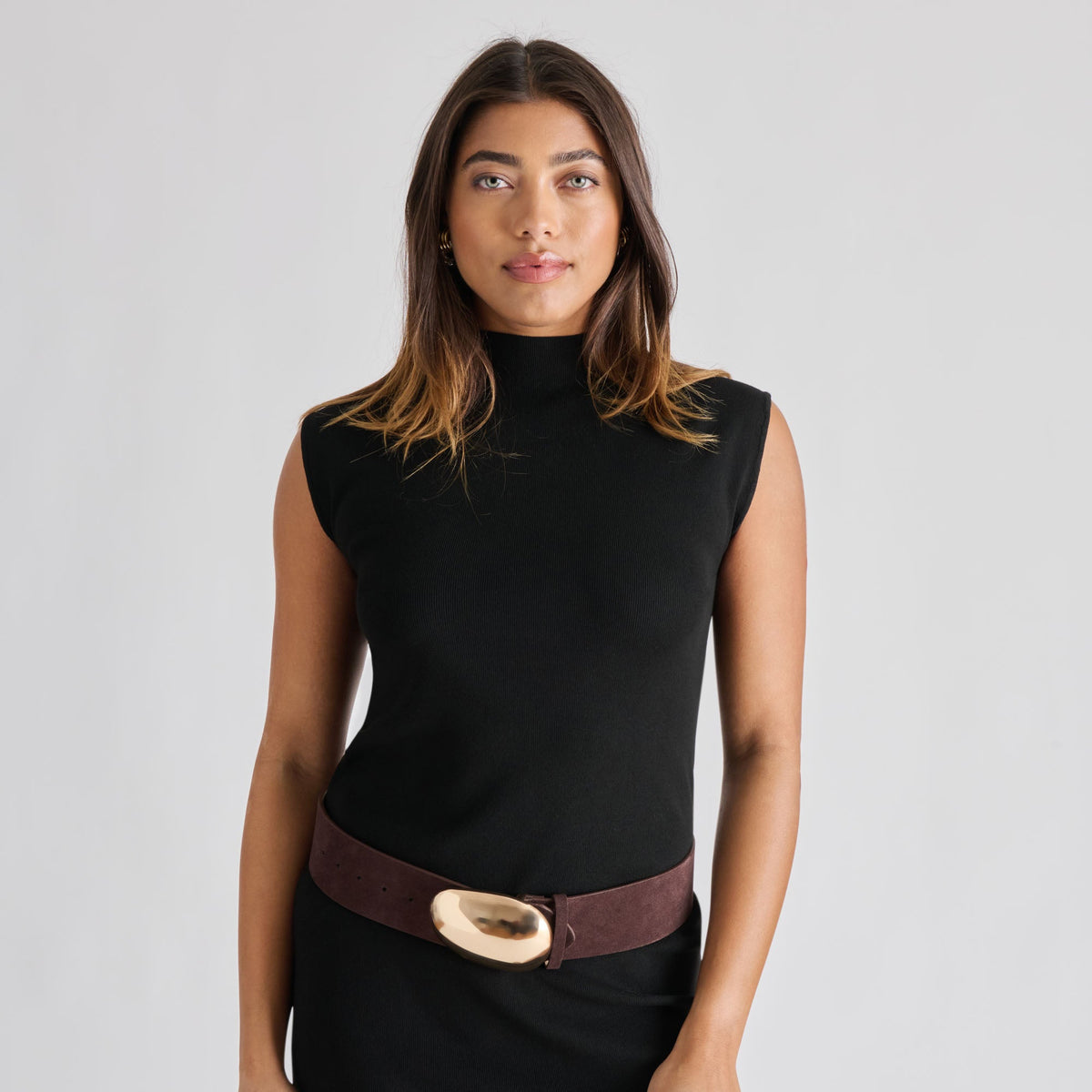 Bubble Mahogany Gold Buckle Belt | Dolce Vita Premium