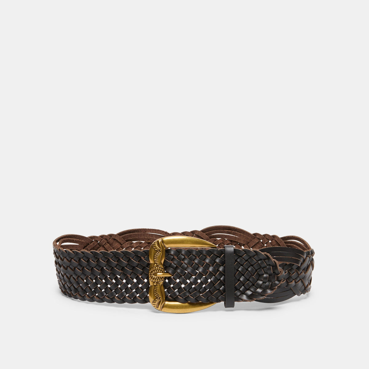Western Espresso Woven Leather Belt with Silver Buckle | Dolce Vita Hot Sale