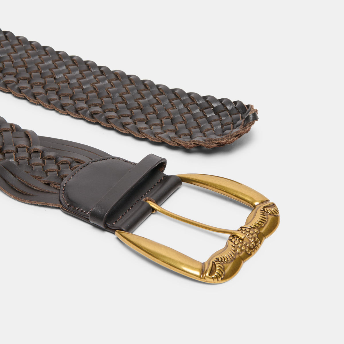 Western Espresso Woven Leather Belt with Silver Buckle | Dolce Vita Hot Sale