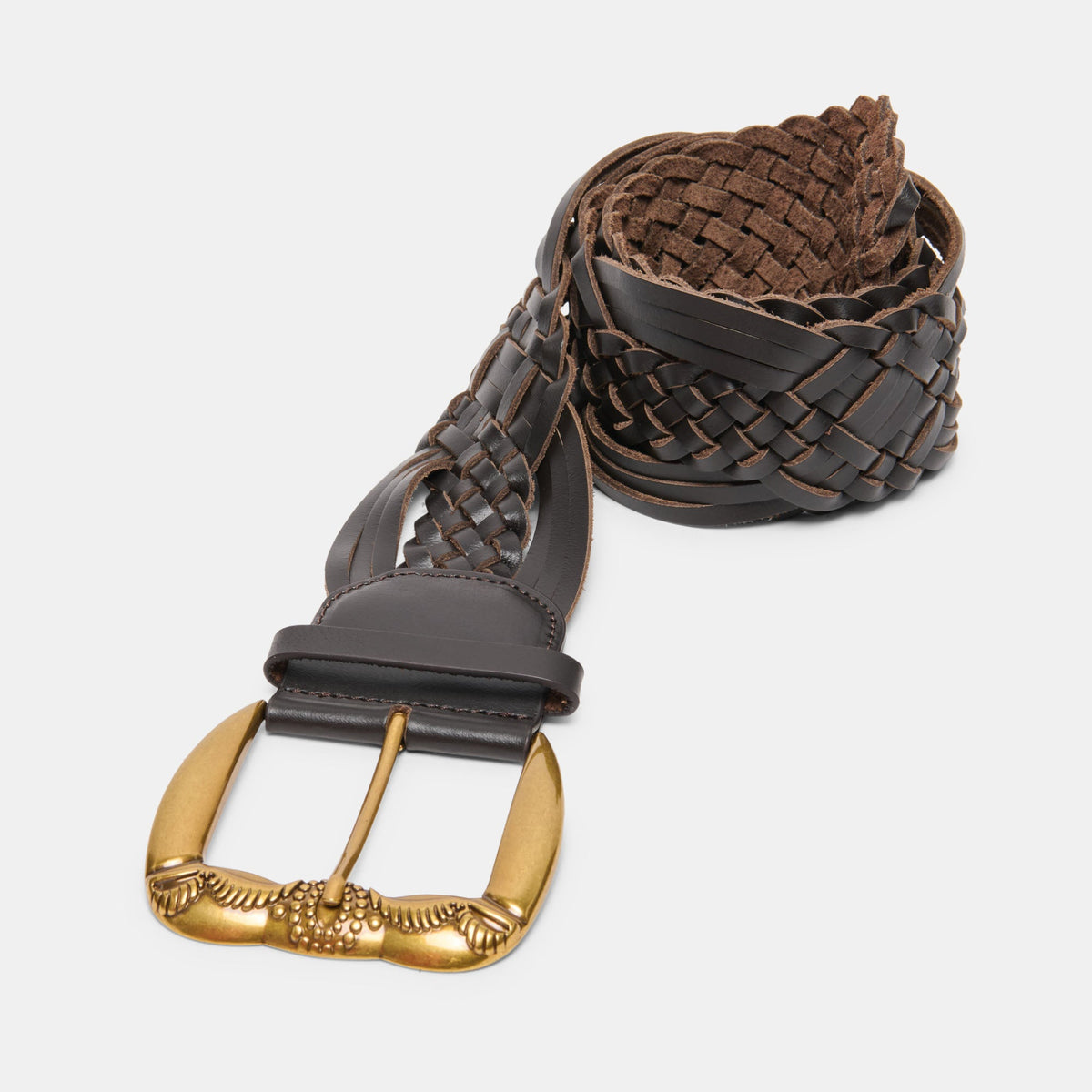 Western Espresso Woven Leather Belt with Silver Buckle | Dolce Vita Hot Sale