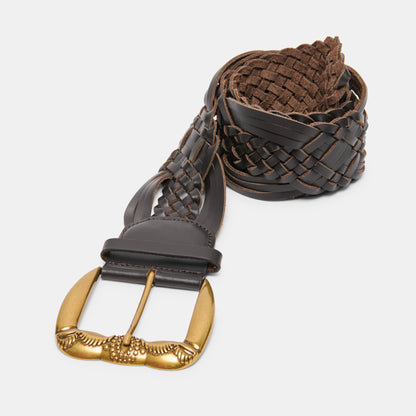 Western Espresso Woven Leather Belt with Silver Buckle | Dolce Vita Hot Sale