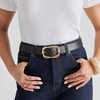 Braided Black Gold Buckle Belt | Dolce Vita Deals