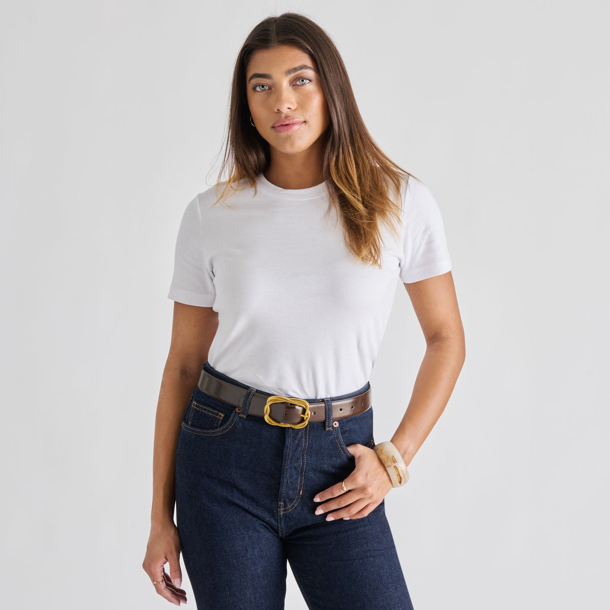 Braided Mahogany Gold Buckle Belt | Dolce Vita Top Pick