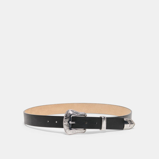 Vintage Western Black Silver Buckle Belt | Dolce Vita Recommended