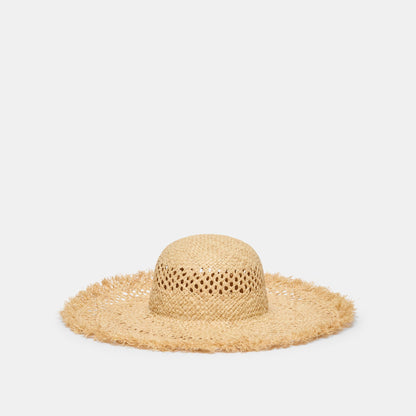 Open Weave Tan Sunhat with Frayed Edge | Dolce Vita Trusted