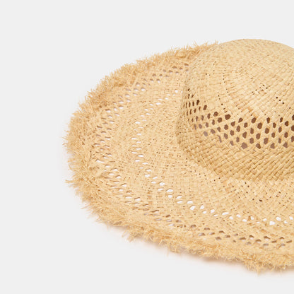 Open Weave Tan Sunhat with Frayed Edge | Dolce Vita Trusted
