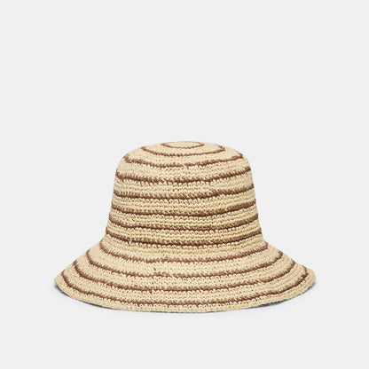 Striped Brown Natural Straw Cloche | Dolce Vita Classic